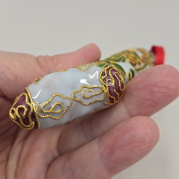 Nyco Cloisonne Enamal Christmas Tree Ornament Stocking Hearts, Leaves & Flowers - Picture 4 of 10